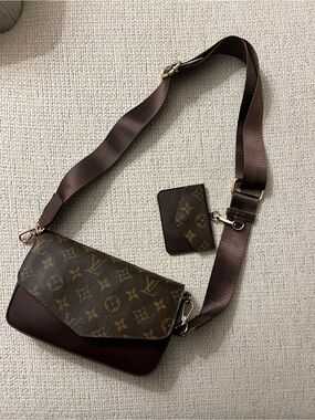 Upcycled Louis Vuitton Monogram Canvas Crossbody Bag + Cardholder